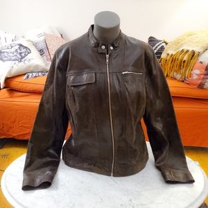 i.e., Brown, Faux Snakeskin, Moto Jacket